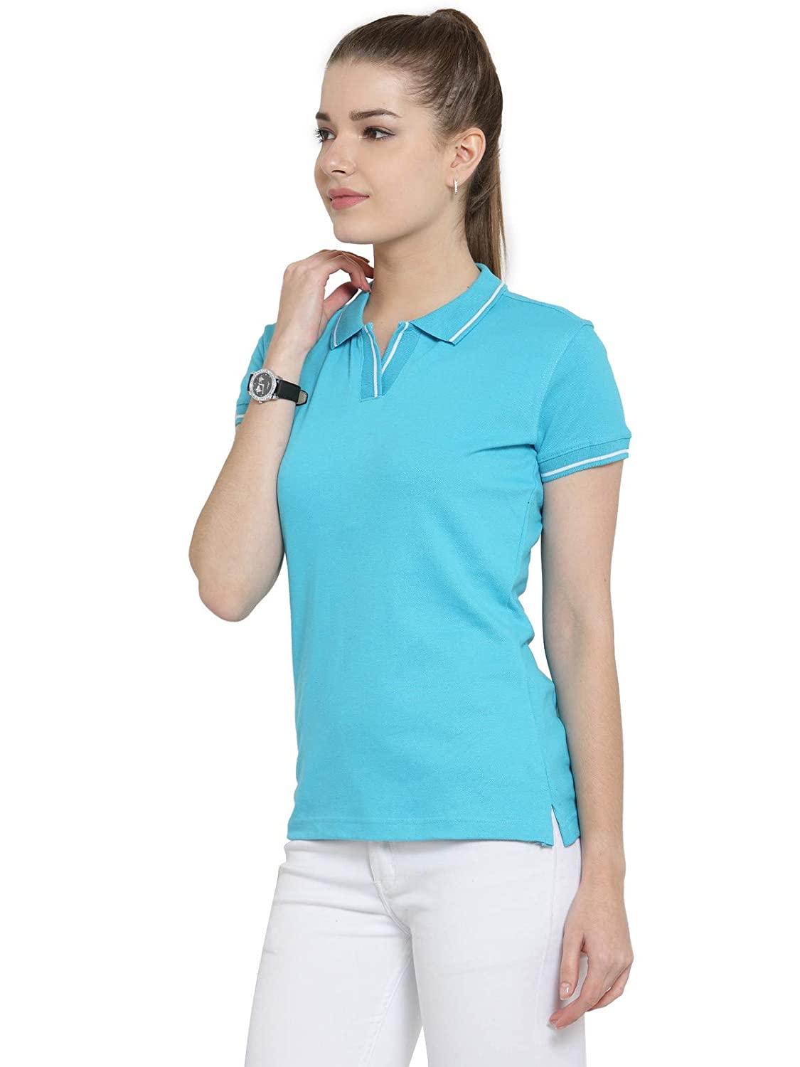 Premium Organic Cotton (Certified) Electric Blue Polo with White ...