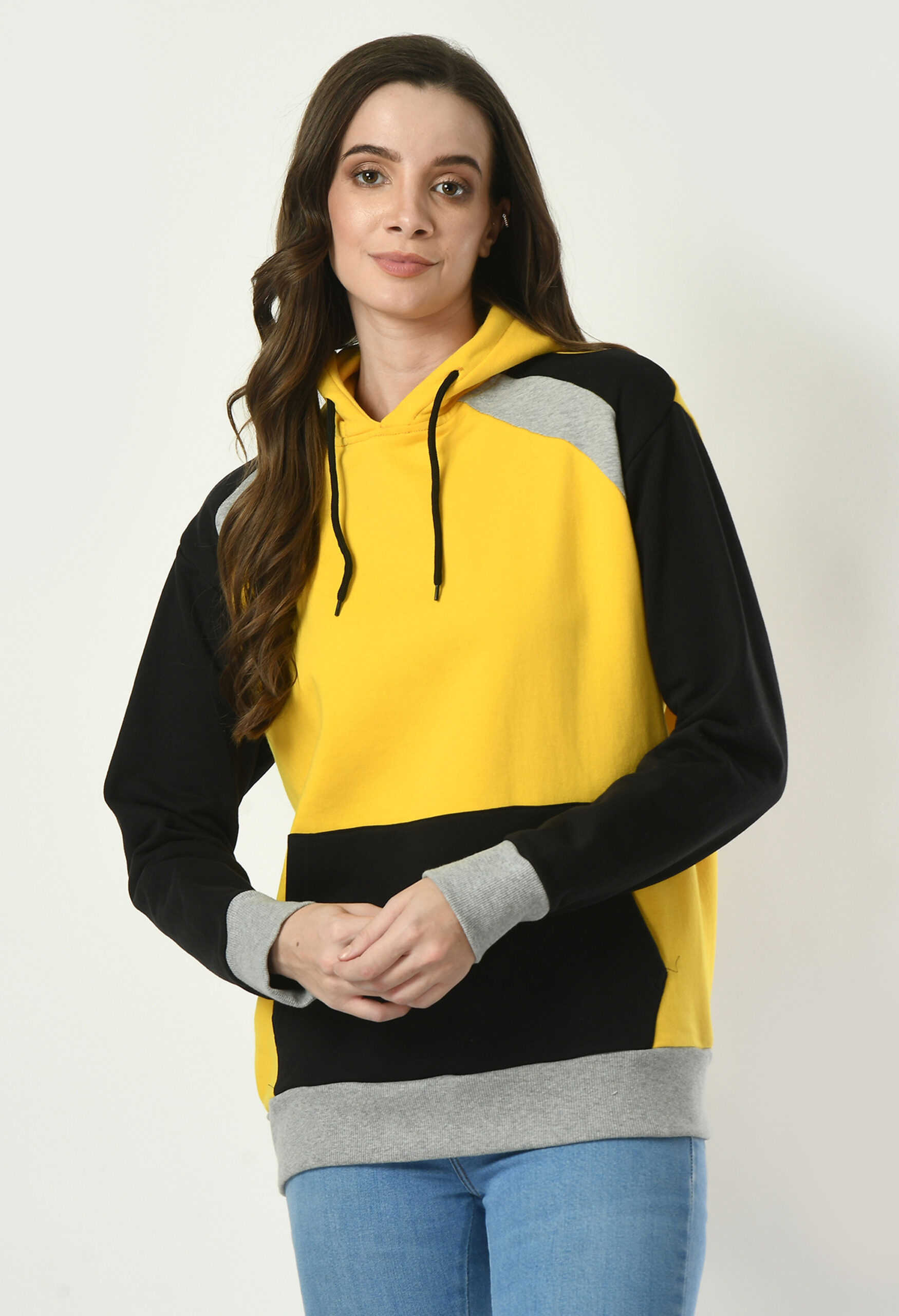 Designer Hoodies for Women - Yellow & Black - 2