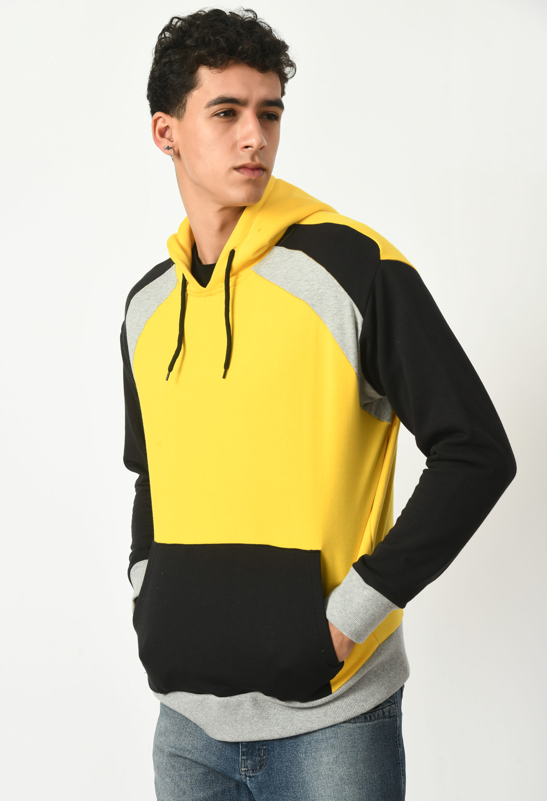 Multi Coloured Hoodies for Men - Yellow & Black 3