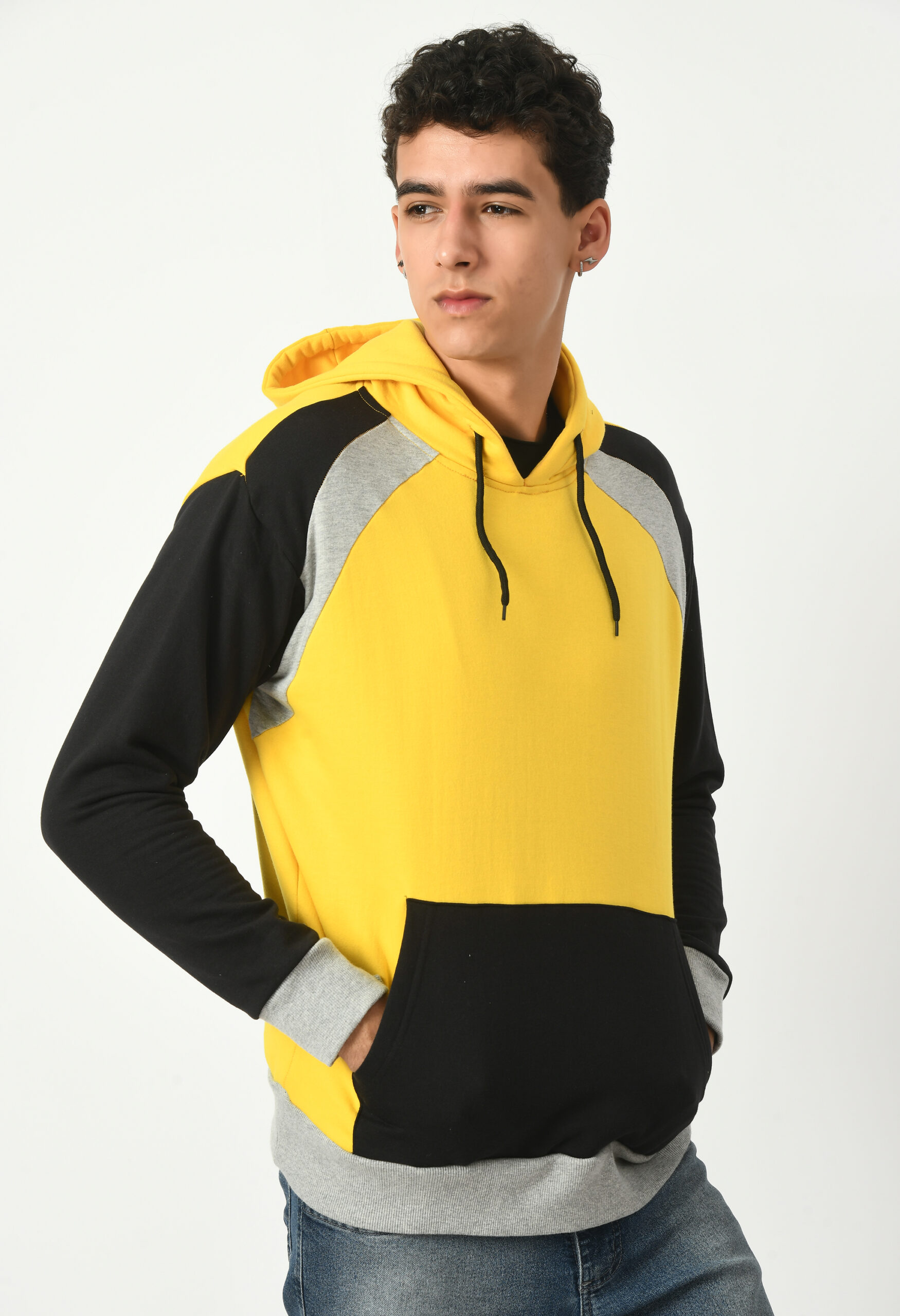 Multi Coloured Hoodies for Men - Yellow & Black 4