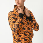 Printed Hoodie for Men Orange on Black - 2