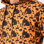 Printed Hoodie for Men - Orange on Black - Front