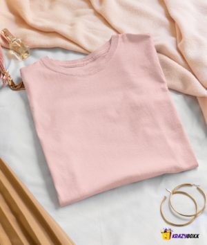 Women Plain Pink T Shirt