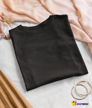 Women Plain Black T Shirt