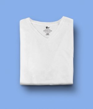 Men Plain White T Shirt V-Neck
