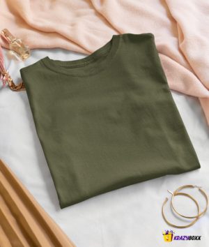 Women Plain Military Green T Shirt