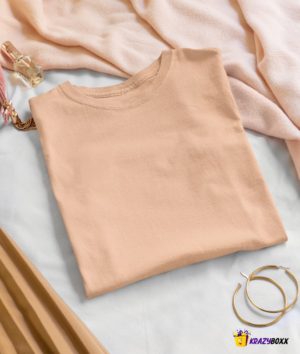 Women Plain Peach T Shirt