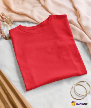 Women Plain Red T Shirt