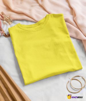 Women Plain Yellow T Shirt