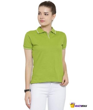 Premium Organic Cotton (Certified) Apple Green Polo with White Tipping-W