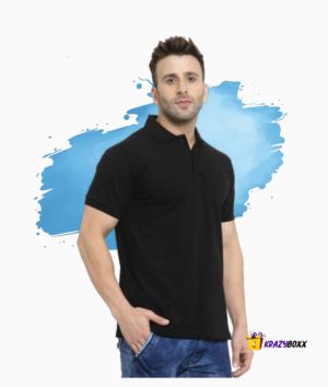 Men Plain Black Polo