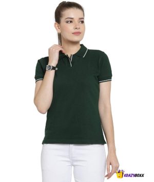 Premium Organic Cotton (Certified) Bottle Green Polo with White Tipping-W