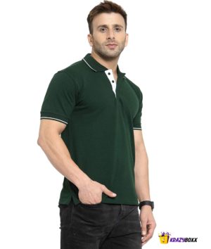 Premium Organic Cotton Bottle Green Polo with White Tipping (KB - 9)