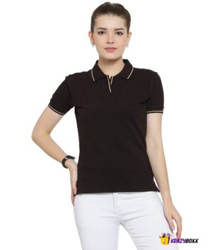 Premium Organic Cotton (Certified) Coffee Brown Polo with White Tipping-W