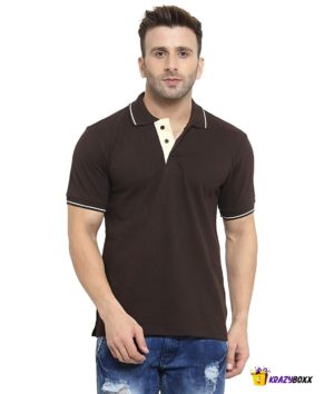 Premium Organic Cotton Coffee Brown Polo with White Tipping (KB - 21)