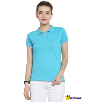 Premium Organic Cotton (Certified) Electric Blue Polo with White Tipping-W