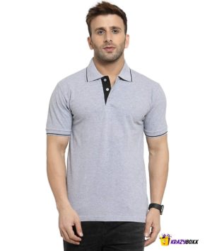 Premium Organic Cotton Grey Polo with Black Tipping (KB - 4)