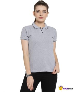 Premium Organic Cotton (Certified) Grey Polo with Black Tipping-W