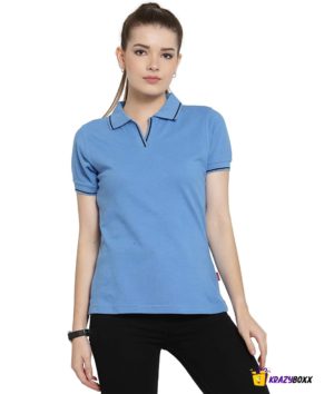 Premium Organic Cotton (Certified) Indian Blue Polo with Black Tipping-W