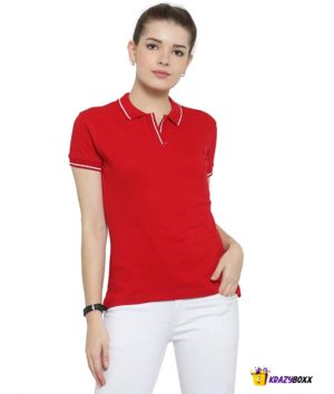 Premium Organic Cotton (Certified) Red Polo with White Tipping - W