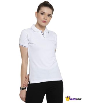 Premium Organic Cotton (Certified) White Polo with Blue Tipping-W