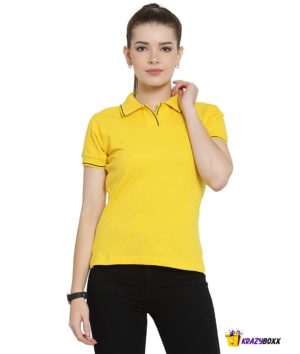 Premium Organic Cotton (Certified) Yellow Polo with Black Tipping-W