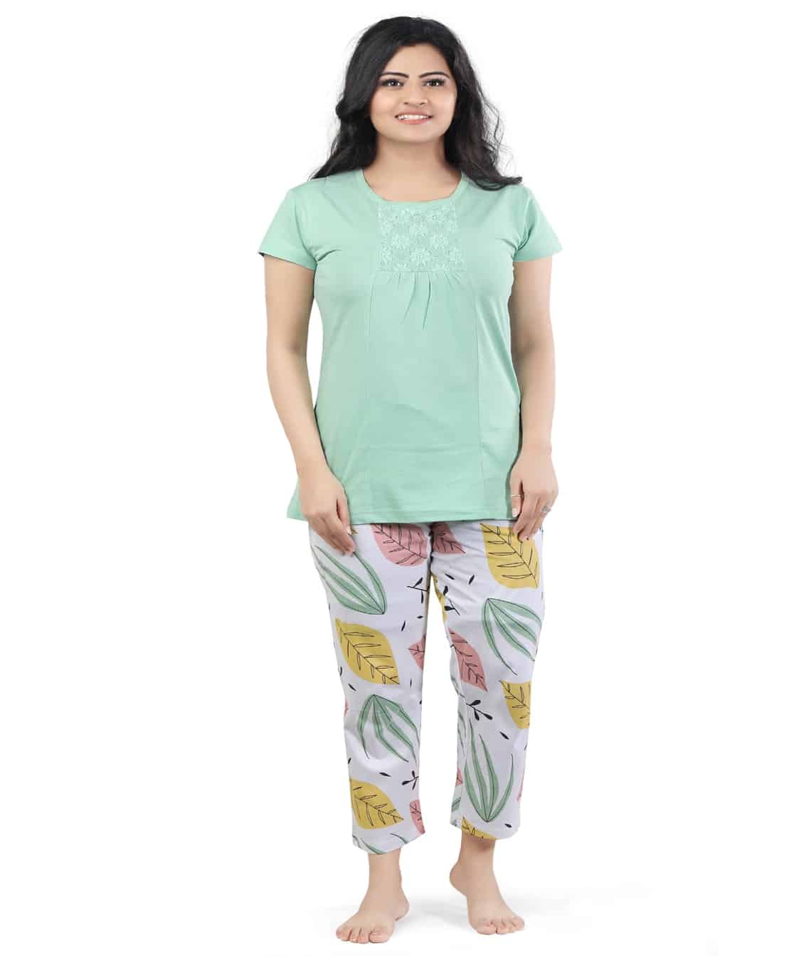 Plain Electric Green Cotton Capri Set 5 Plain Electric Green Cotton Capri Set - Image 5