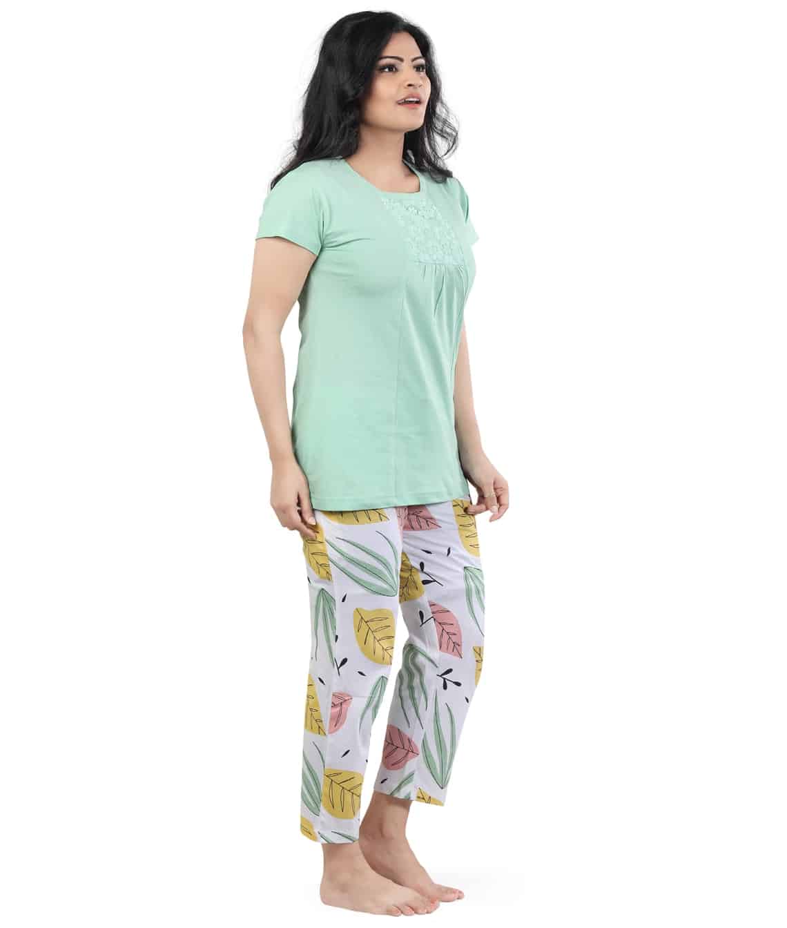 Plain Electric Green Cotton Capri Set 3 Plain Electric Green Cotton Capri Set - Image 3