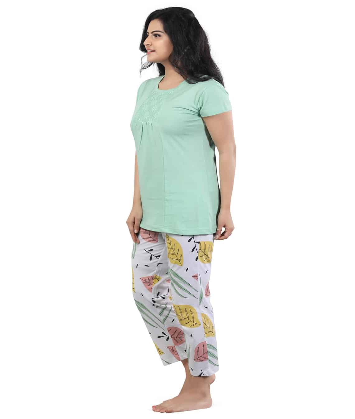 Plain Electric Green Cotton Capri Set 2 Plain Electric Green Cotton Capri Set - Image 2