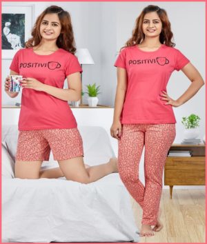 Positivitea Cotton Pyjama Set (Set of 3)