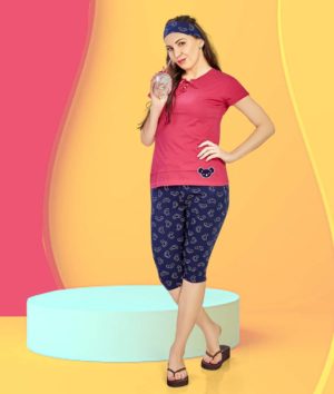 Red Cotton Capri Set