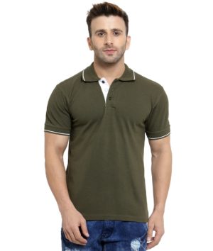 Premium Organic Cotton Military Green Polo with White Tipping (KB - 17)
