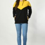 Designer Hoodie for Women - Yellow & Black V Shaped - 2