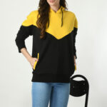 Designer Hoodie for Women - Yellow & Black V Shaped - 7