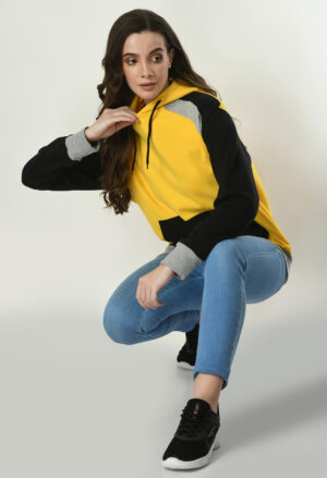 Home 7 Designer Hoodies for Women - Yellow & Black - 5