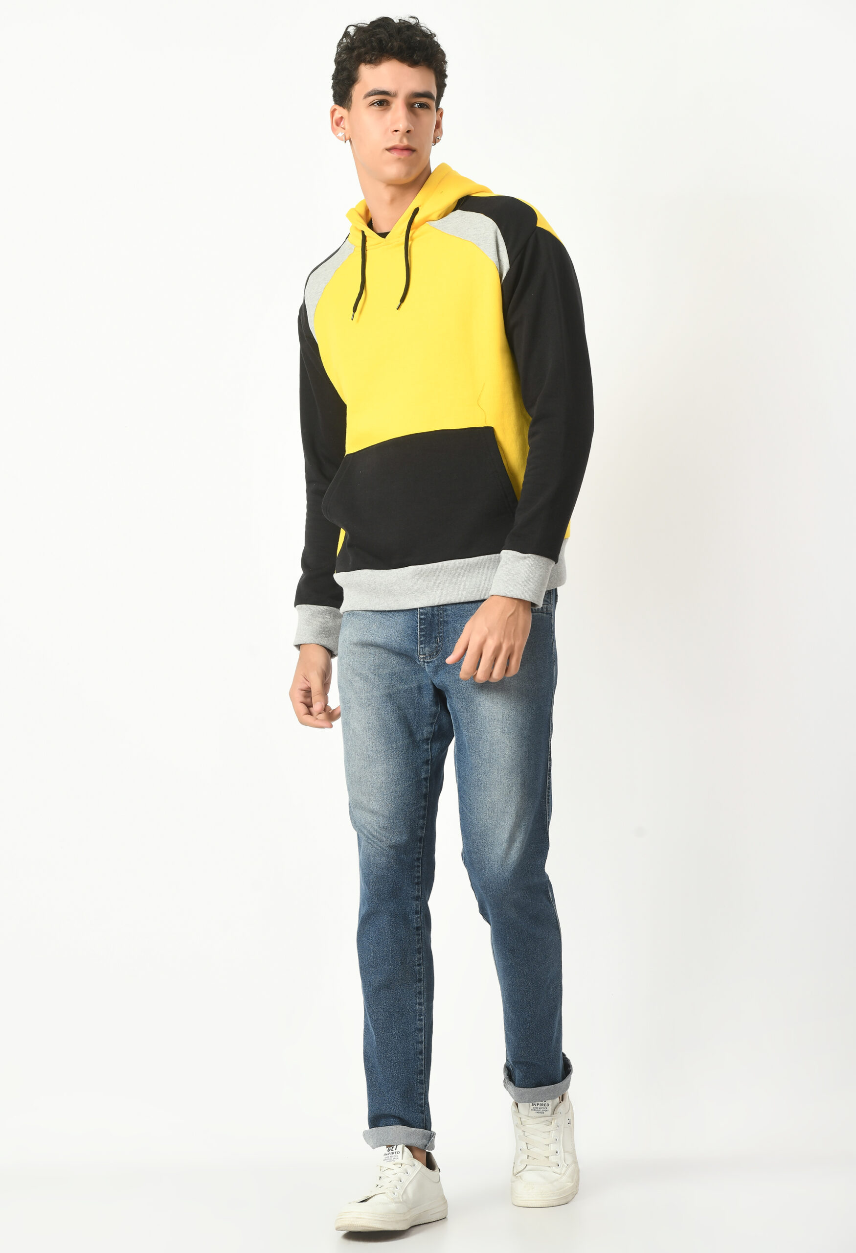 Multi Coloured Hoodies for Men - Yellow & Black 1