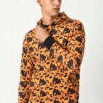 Printed Hoodie for Men Orange on Black 2