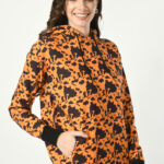Printed Hoodies for Women - Orange on Black - 5