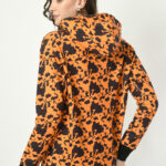 Printed Hoodies for Women - Orange on Black - 9